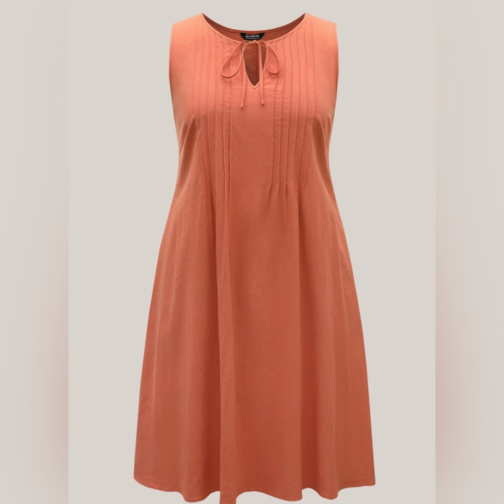 Orange Sleeveless Cotton Dress